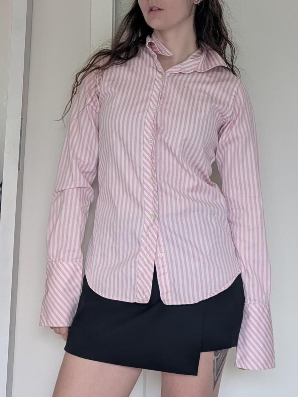 Pink striped button up